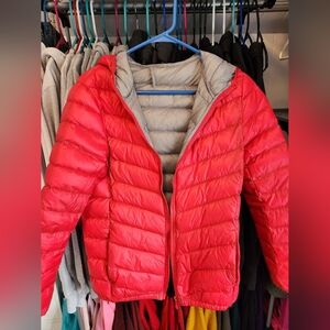 Red Puffer Jacket - Unisex, M